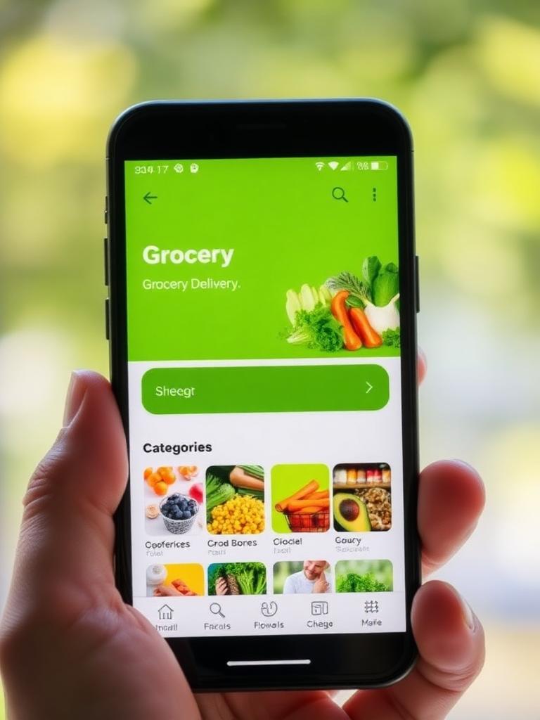 The Zaago App open on a phone showing grocery categories